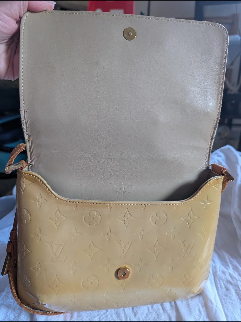 Louis Vuitton Beige Vernis Monogram Crossbody Bag